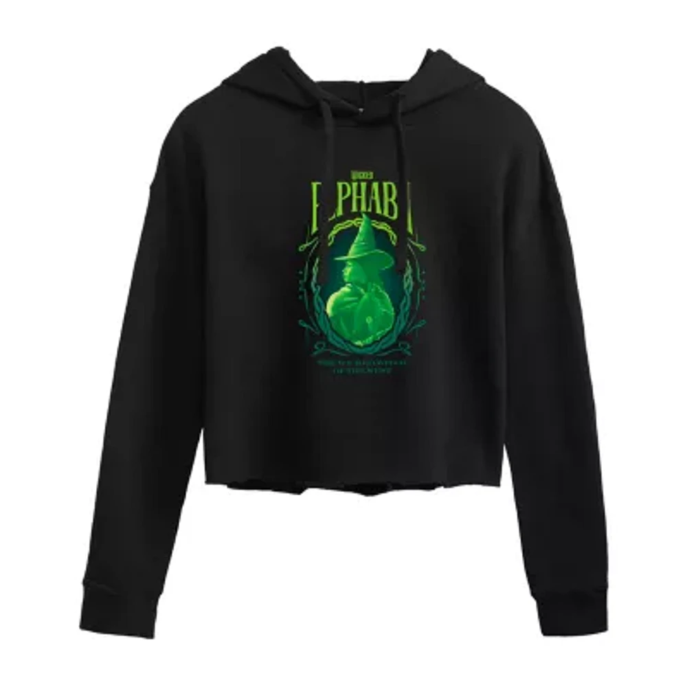 Juniors Movie Elphaba Cropped Hoodie Womens Long Sleeve Wicked