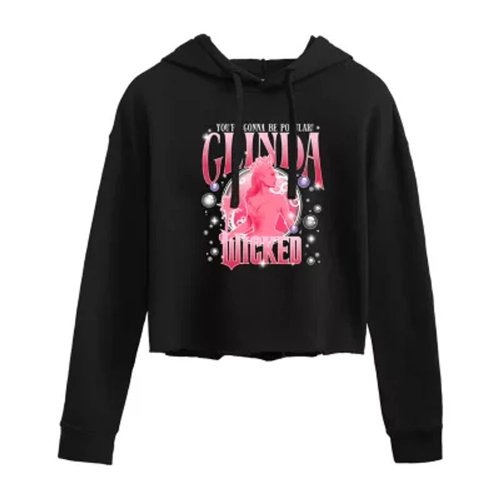 Juniors Movie Glinda Cropped Hoodie Womens Long Sleeve Wicked