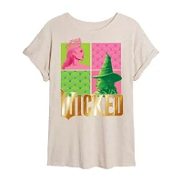 Juniors Movie Elphaba And Glinda Tee Womens Crew Neck Short Sleeve Wicked Graphic T-Shirt