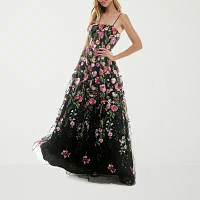 City Triangle Womens Embroidered Floral Ball Gown Juniors