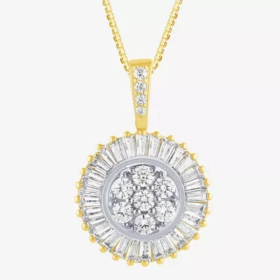 (G / Si2) Womens 2 CT. T.W. Lab Grown White Diamond 14K Gold 14K White Gold Round Pendant Necklace