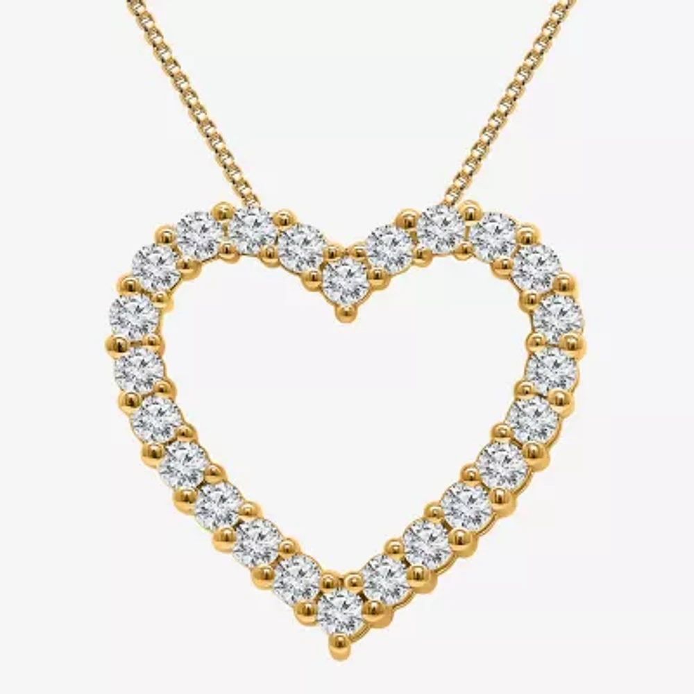 I / I1) Womens 1 CT. T.W. Lab Grown White Diamond 10K Gold Heart Pendant Necklace