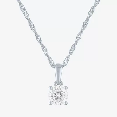 (G-H / Si2-I1) Womens 1/2 CT. T.W. Lab Grown White Diamond 10K Gold Round Pendant Necklace