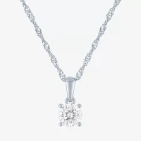 (G-H / Si2-I1) Womens 1/2 CT. T.W. Lab Grown White Diamond 10K Gold Round Pendant Necklace