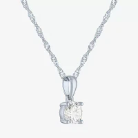 (G-H / Si2-I1) Womens 1/2 CT. T.W. Lab Grown White Diamond 10K Gold Round Pendant Necklace