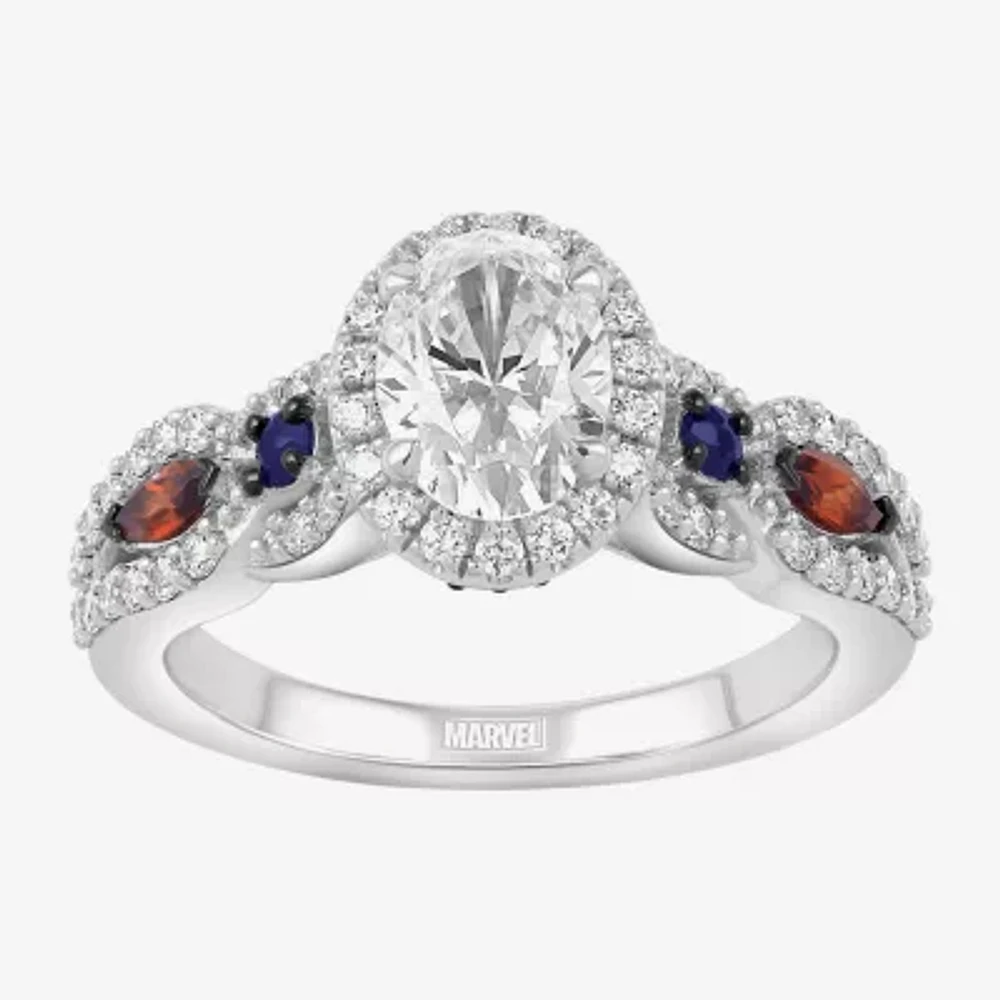 Infinity Star Lab Grown Diamonds Womens 1 1/ CT. White Diamond 14K Gold Spiderman Side Stone Engagement Ring