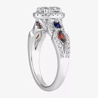 Infinity Star Lab Grown Diamonds Womens 1 1/2 CT. White Diamond 14K Gold Spiderman Side Stone Engagement Ring