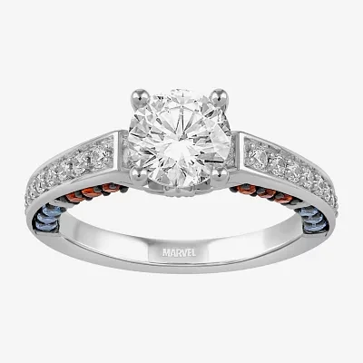Infinity Star Lab Grown Diamonds Womens 1 3/4 CT. White Diamond 14K Gold Captain America Side Stone Engagement Ring