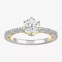 Infinity Star Lab Grown Diamonds Womens 1 1/5 CT. White Diamond 14K Two Tone Gold Side Stone Engagement Ring