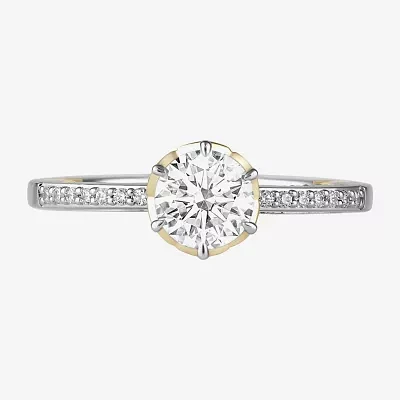 Infinity Star Lab Grown Diamonds Womens 1 1/5 CT. White Diamond 14K Two Tone Gold Side Stone Engagement Ring