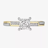 Infinity Star Lab Grown Diamonds Womens 1 / CT. White Diamond 14K Two Tone Gold Iron Man Side Stone Engagement Ring