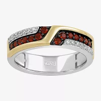 Infinity Star Lab Grown Diamonds 1/6 CT. T.W. Genuine Red Garnet 14K Two Tone Gold Avengers Iron Man Band