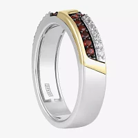 Infinity Star Lab Grown Diamonds 1/6 CT. T.W. Genuine Red Garnet 14K Two Tone Gold Avengers Iron Man Band