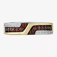 Infinity Star Lab Grown Diamonds 1/6 CT. T.W. Genuine Red Garnet 14K Two Tone Gold Avengers Iron Man Band