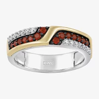 Infinity Star Lab Grown Diamonds 1/5 CT. Genuine Red Garnet 14K Two Tone Gold Avengers Iron Man Band