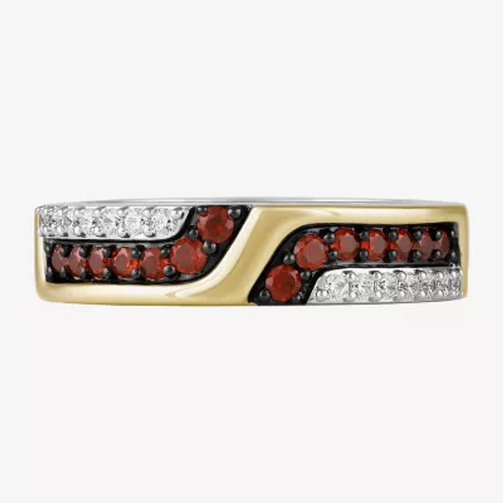 Infinity Star Lab Grown Diamonds 1/5 CT. Genuine Red Garnet 14K Two Tone Gold Avengers Iron Man Band