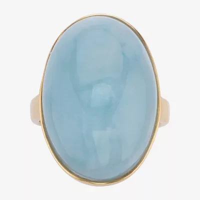 Womens Genuine Blue Aquamarine 14K Gold Over Silver Oval Cocktail Ring