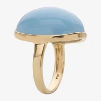 Womens Genuine Blue Aquamarine 14K Gold Over Silver Oval Cocktail Ring