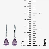 Genuine Purple Amethyst Sterling Silver Pear Drop Earrings