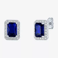 Yes, Please! Lab Created Blue Sapphire Sterling Silver 8mm Stud Earrings