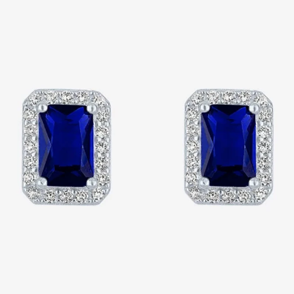 Yes, Please! Lab Created Blue Sapphire Sterling Silver 8mm Stud Earrings