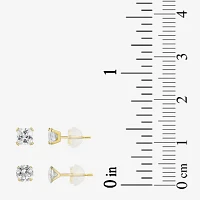 White Cubic Zirconia 10K Gold 2 Pair Earring Set