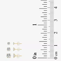 Cubic Zirconia 10K Gold Round 2 Pair Earring Set