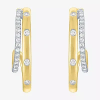 Diamond Addiction (G-H / I1-I2) 1/4 CT. T.W. Lab Grown White Diamond 14K Gold Over Silver Hoop Earrings