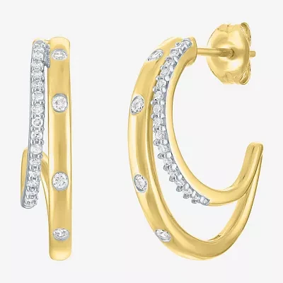 Diamond Addiction (G-H / I1-I2) 1/4 CT. T.W. Lab Grown White Diamond 14K Gold Over Silver Hoop Earrings