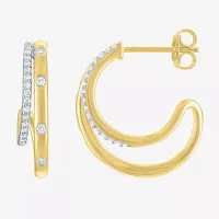 Diamond Addiction (G-H / I1-I2) 1/4 CT. T.W. Lab Grown White Diamond 14K Gold Over Silver Hoop Earrings