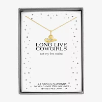 Diamond Accent Cowboy Hat (G-H / I1-I2) Womens Diamond Accent Lab Grown White Diamond 14K Gold Over Silver Pendant Necklace