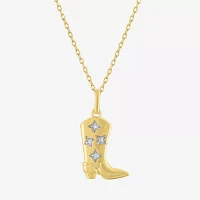 Diamond Accent Cowboy Boot (G-H / I1-I2) Womens Diamond Accent Lab Grown White Diamond 14K Gold Over Silver Pendant Necklace