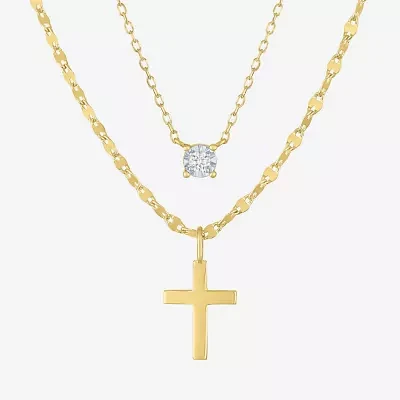 Diamond Addiction (G-H / I1-I2) Womens 2-pc. Diamond Accent Lab Grown White Diamond 14K Gold Over Silver Round Necklace Set