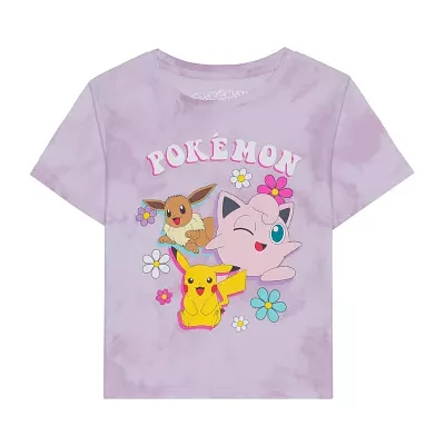 Little & Big Girls Crew Neck Short Sleeve Pokeman Graphic T-Shirt