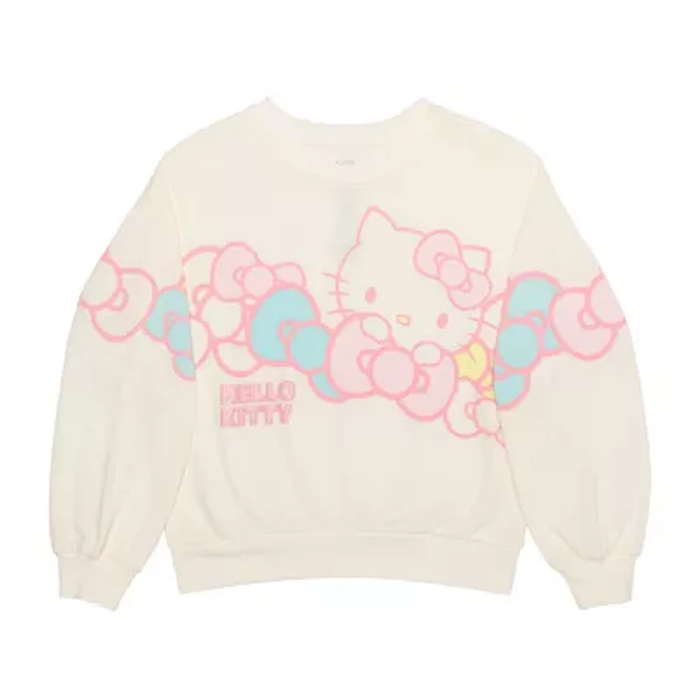 Little & Big Girls Crew Neck Long Sleeve Fleece Hello Kitty Sweatshirt