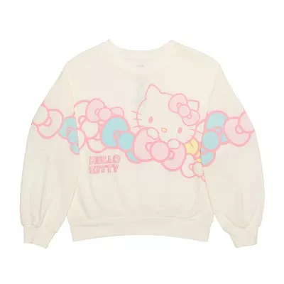 Little & Big Girls Crew Neck Long Sleeve Fleece Hello Kitty Sweatshirt