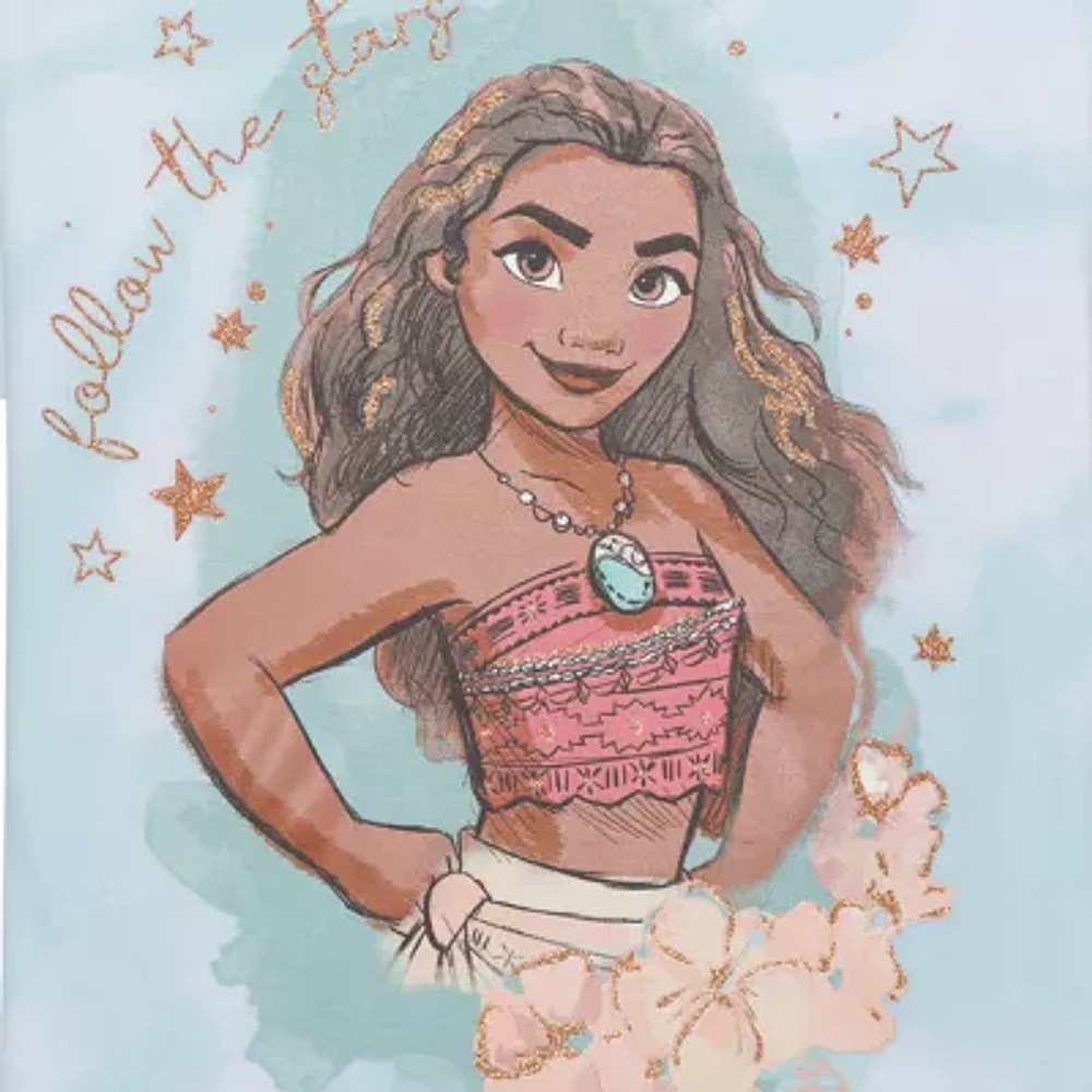 Disney Collection Little & Big Girls Crew Neck Short Sleeve Moana Graphic T-Shirt