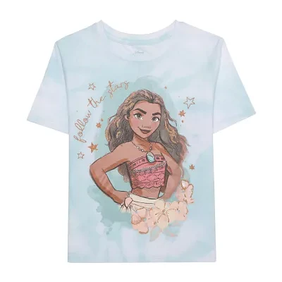 Disney Collection Little & Big Girls Crew Neck Short Sleeve Moana Graphic T-Shirt