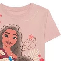 Disney Collection Little & Big Girls Crew Neck Short Sleeve Moana Graphic T-Shirt