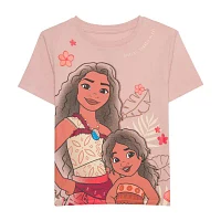 Disney Collection Little & Big Girls Crew Neck Short Sleeve Moana Graphic T-Shirt