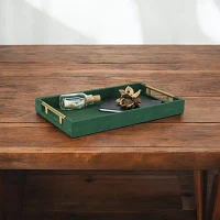 Cheungs Green Faux Shagreen Rectangular Decorative Tray