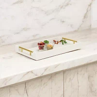 Cheungs White Faux Snakeskin Rectangular Decorative Tray