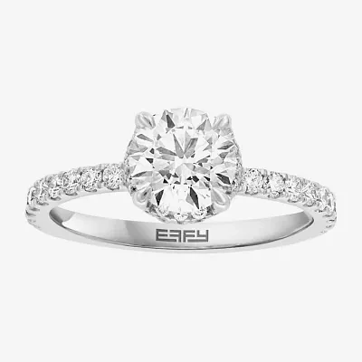 Effy  (G / Vs2-Si1) Womens 1 3/4 CT. T.W. Lab Grown White Diamond 14K White Gold Round Solitaire Side Stone Engagement Ring