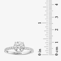 Effy  (G / Vs2-Si1) Womens 1 3/4 CT. T.W. Lab Grown White Diamond 14K White Gold Round Solitaire Side Stone Engagement Ring