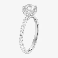 Effy  (G / Vs2-Si1) Womens 1 3/4 CT. T.W. Lab Grown White Diamond 14K White Gold Round Solitaire Side Stone Engagement Ring