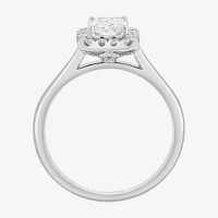 Effy  (G / Vs2-Si1) Womens 1 CT. T.W. Lab Grown White Diamond 14K White Gold Rectangular Round Halo Engagement Ring