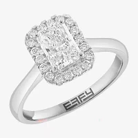 Effy  (G / Vs2-Si1) Womens 1 CT. T.W. Lab Grown White Diamond 14K White Gold Rectangular Round Halo Engagement Ring