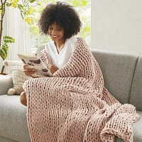 Madison Park Chenille Chunky Knit Lightweight Throw