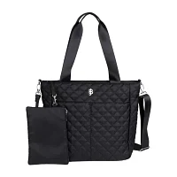 Julia Buxton Nylon Quilted Organizer Adjustable Straps Womens Tote