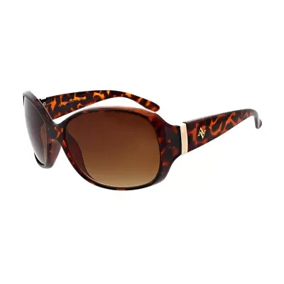 Adrienne Vittadini   Beveled Moderate Rectangle With Metal Accent Womens UV Protection Rectangular Sunglasses